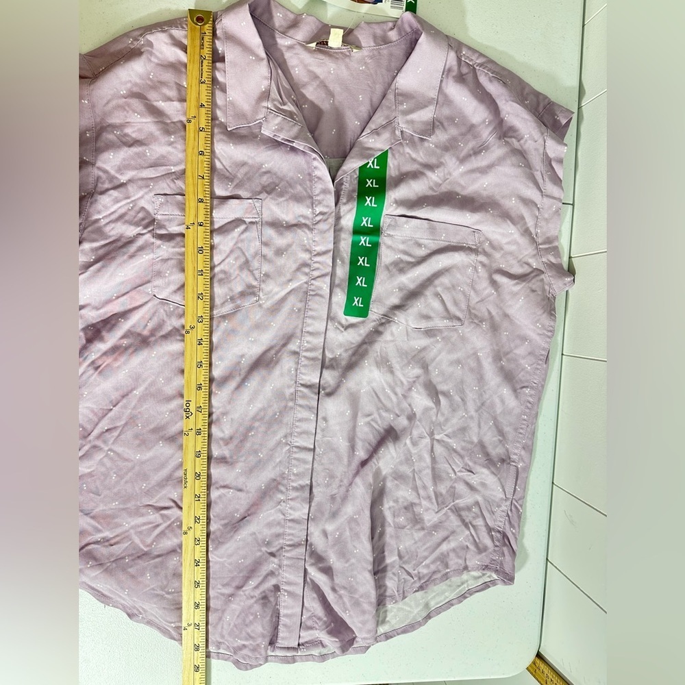 NWT Jachs Girlfriend Women's XL Sleeveless Purple Button-Down Shirt 100% Rayon - Picture 10 of 10